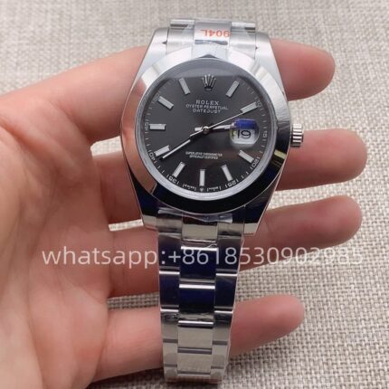 Rolex Datejust Grey Dial Mens Watch 41mm 2813 Movement Automatic Mechanical Stainless Steel Watches - Image 2