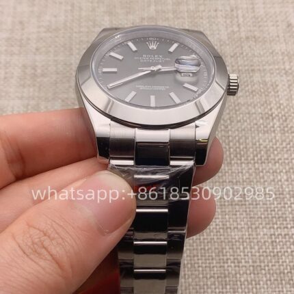 Rolex Datejust Grey Dial Mens Watch 41mm 2813 Movement Automatic Mechanical Stainless Steel Watches - Image 6