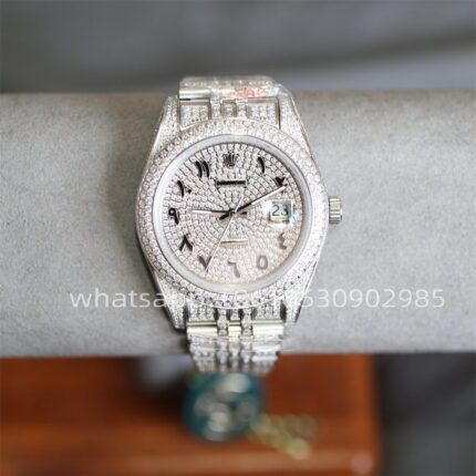 Rolex Datejust Full Diamond Mens Watch 41mm Shanghai Movement Automatic Mechanical Stainless Steel Watches - Image 2