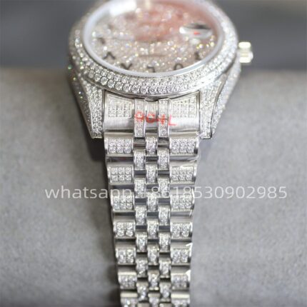 Rolex Datejust Full Diamond Mens Watch 41mm Shanghai Movement Automatic Mechanical Stainless Steel Watches - Image 5