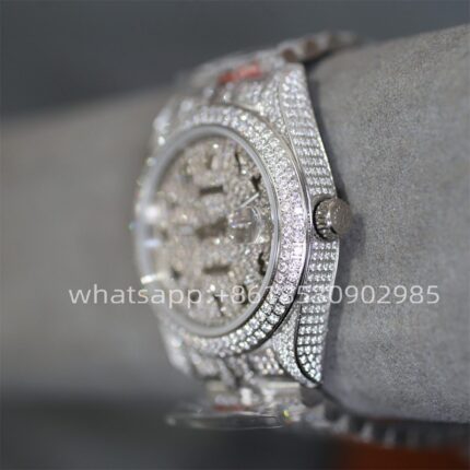 Rolex Datejust Full Diamond Mens Watch 41mm Shanghai Movement Automatic Mechanical Stainless Steel Watches - Image 3