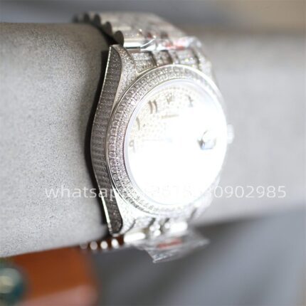 Rolex Datejust Full Diamond Mens Watch 41mm Shanghai Movement Automatic Mechanical Stainless Steel Watches - Image 4