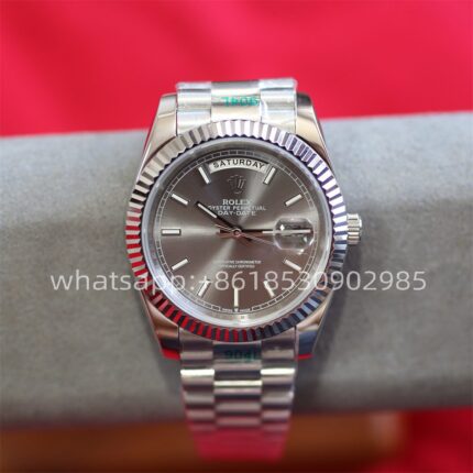 Rolex Day Date Grey Dial Mens Watch 40mm 2813 Movement Automatic Mechanical Stainless Steel Watches - Image 2