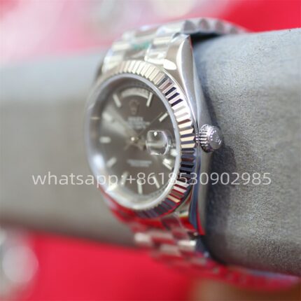 Rolex Day Date Grey Dial Mens Watch 40mm 2813 Movement Automatic Mechanical Stainless Steel Watches - Image 4