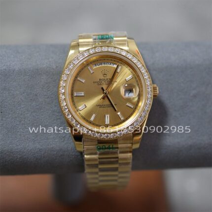 Rolex Day Date Mens Watch Diamond Bezel 40mm 2813 Movement Automatic Mechanical Stainless Steel Watches - Image 2