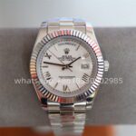 Rolex Day Date White Dial Mens Watch 40mm 2813 Movement Automatic Mechanical Stainless Steel Watches