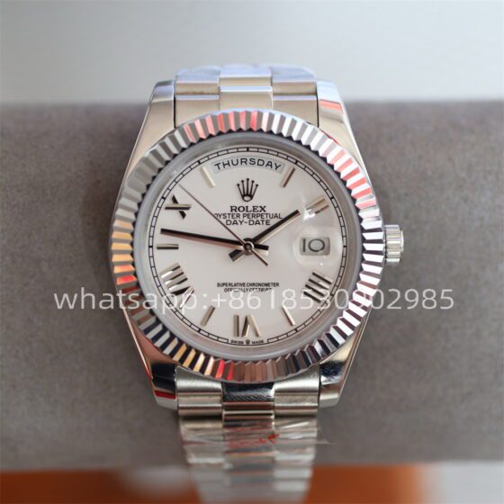 Rolex Day Date White Dial Mens Watch 40mm 2813 Movement Automatic Mechanical Stainless Steel Watches