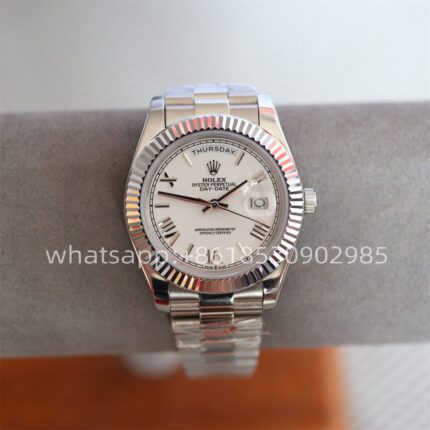 Rolex Day Date White Dial Mens Watch 40mm 2813 Movement Automatic Mechanical Stainless Steel Watches - Image 2