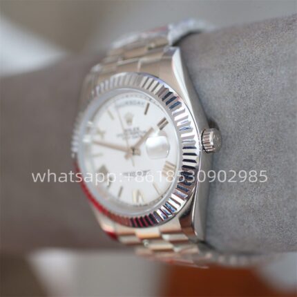 Rolex Day Date White Dial Mens Watch 40mm 2813 Movement Automatic Mechanical Stainless Steel Watches - Image 4