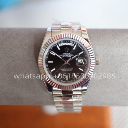 Rolex Day Date Black Dial Mens Watch 40mm 2813 Movement Automatic Mechanical Stainless Steel Watches - Image 2