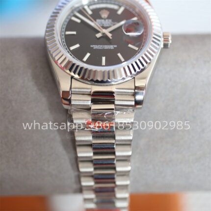 Rolex Day Date Black Dial Mens Watch 40mm 2813 Movement Automatic Mechanical Stainless Steel Watches - Image 3