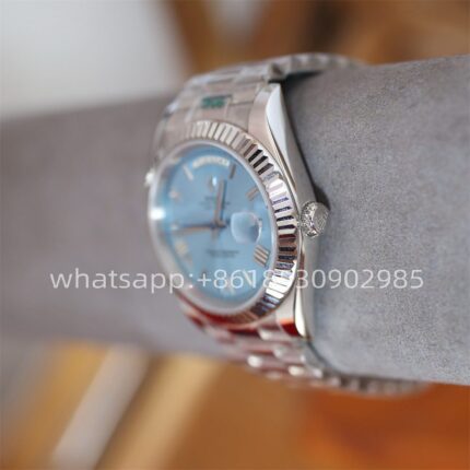 Rolex Day Date Ice Blue Mens Watch 40mm 2813 Movement Automatic Mechanical Stainless Steel Watches - Image 4
