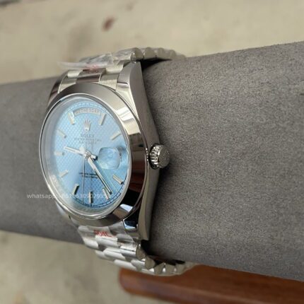 Rolex Day Date Ice Blue Mens Watch 40mm 2813 Movement Automatic Mechanical Stainless Steel Watches - Image 3