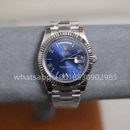 Rolex Day Date Blue Dial Mens Watch 40mm 2813 Movement Automatic Mechanical Stainless Steel Watches - Image 2