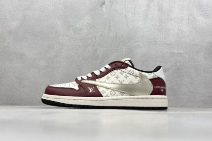 Nike Louis Vuitton x Travis Scott x Nike Air Jordan 1 Low Sneakers Casual Men Women Sport Skateboard Shoes